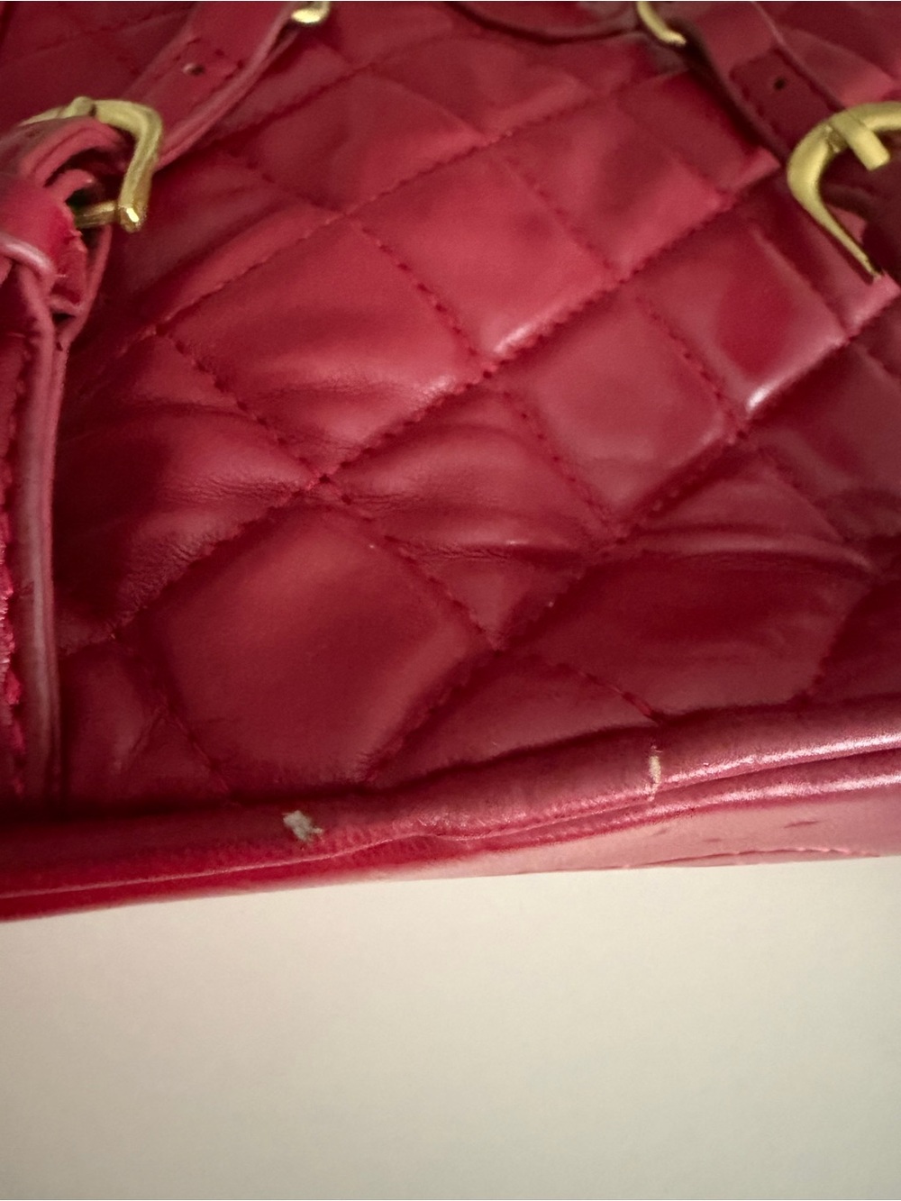 Quilted Red Drawstring Backpack - Picture 4 of 9